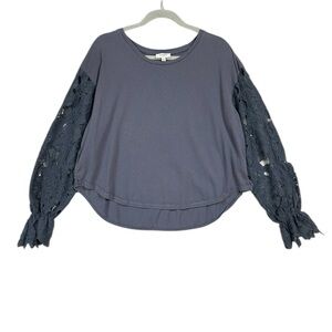 Umgee Crochet Lace Sleeve Boho Top Sz S Oversized